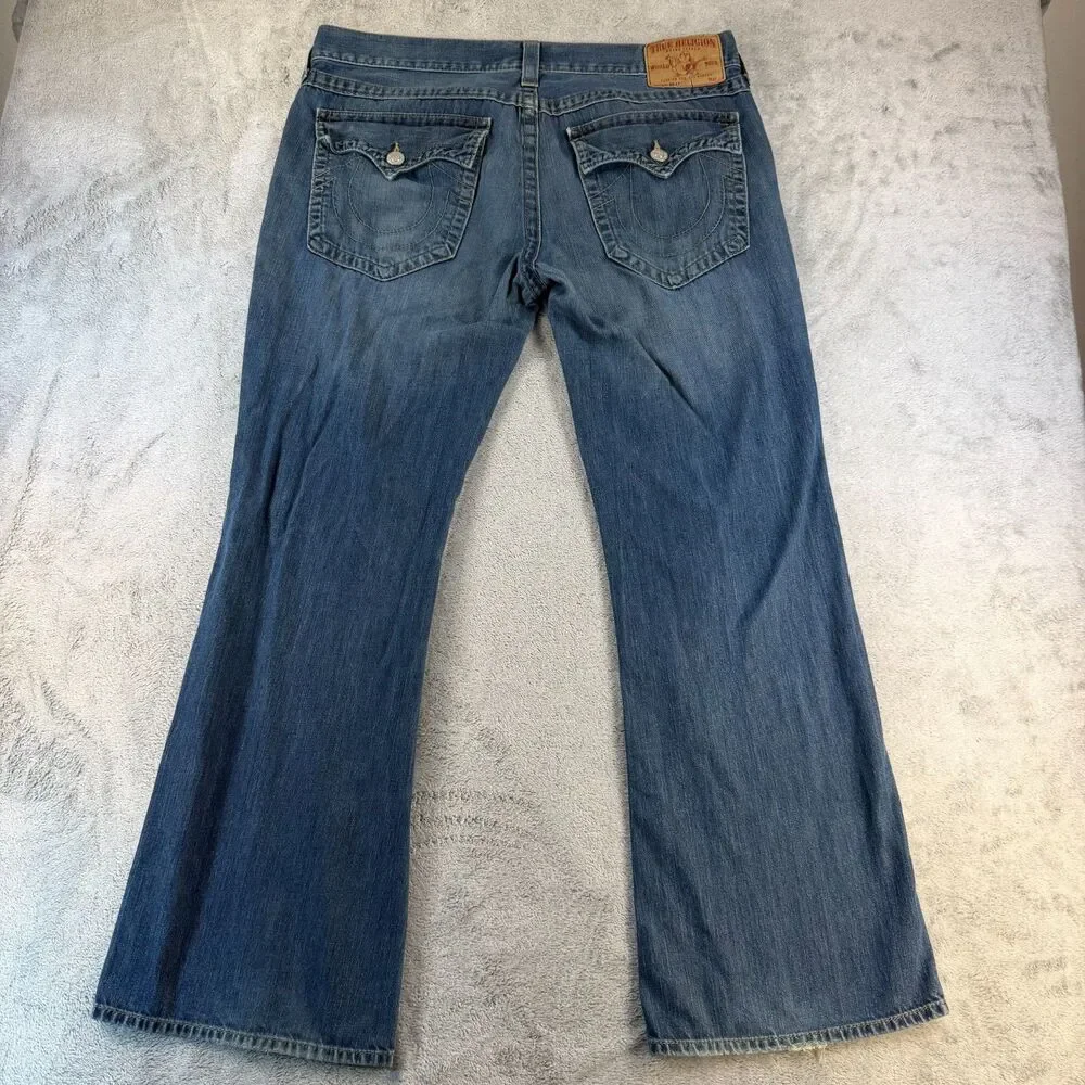 True Religion Billy Bootcut Jeans Mens 38 Blue Made USA 100% Cotton